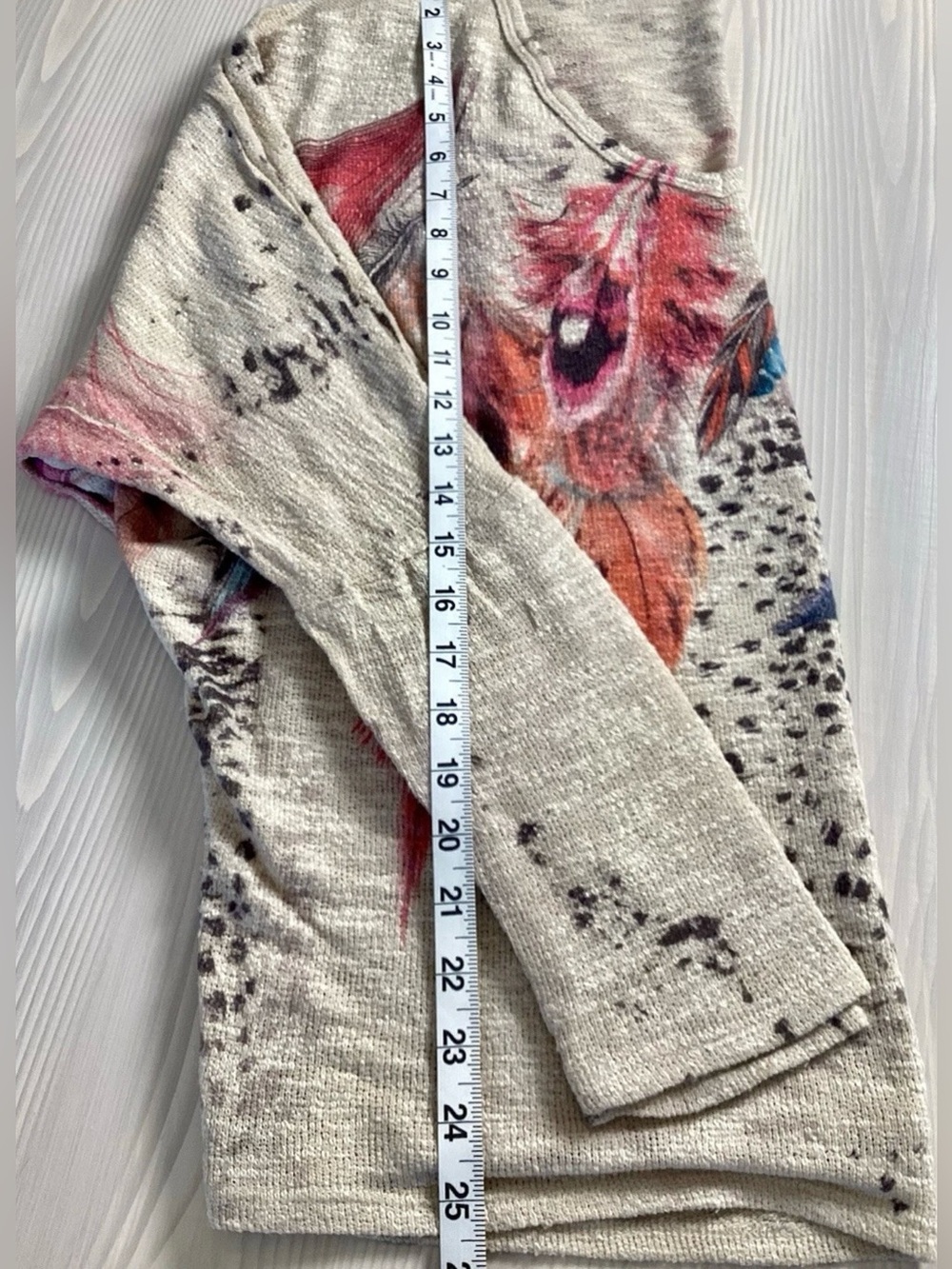 Vintage Feather & Cheetah Print Knit V Neck Slouchy Top Made in USA Large-XL - Picture 5 of 10